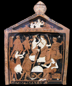 Placca votiva in terracotta ritrovata al santuario di Eleusi (IV secolo a.C.). Wikipedia