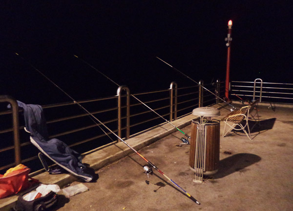 Canne da pesca sul pontile di Forte dei Marmi
