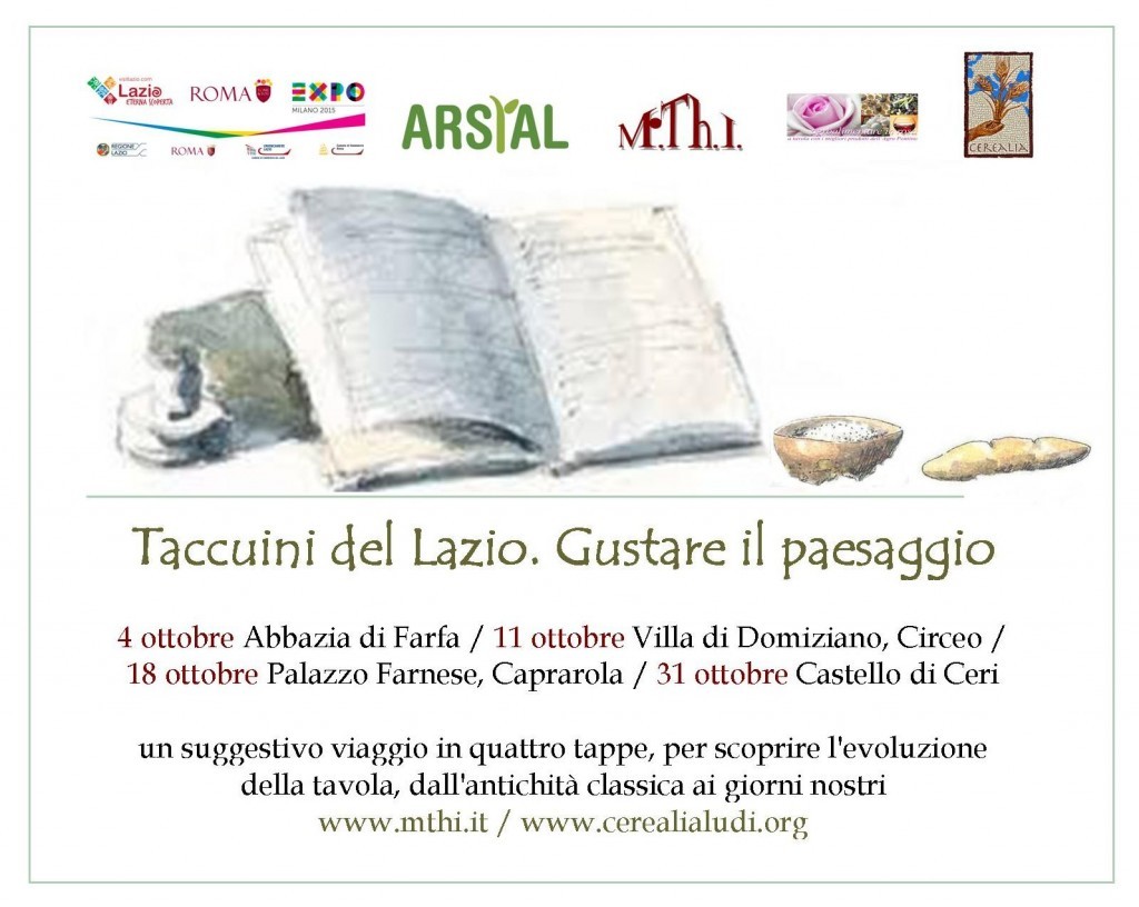 Taccuini del Lazio, locandina eventi