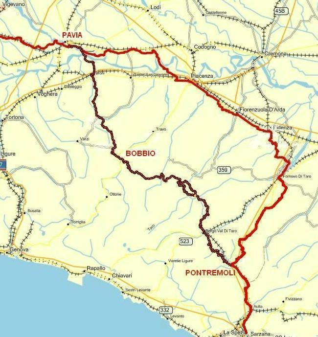 Cartina Pavia - Pontremoli