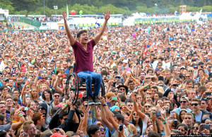 SAN FRANCISCO, CA - AUGUST 10:  A music fan crowd surfs at the Lands End Stage during day 2 of the 2013 Outside Lands Music and Arts Festival at Golden Gate Park on August 10, 2013 in San Francisco, California.  (Photo by Jeff Kravitz/FilmMagic)